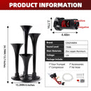 12V Truck Train Horn System with Air Compressor and Quad Metal Trumpets