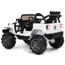 12V White Ride-On Truck for Kids with Remote Control, MP3 Music, and LED Lights