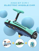 Wiggle Ride-On Car - 21.6V Pedal-Powered Green Electric Toy for Kids