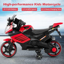 Red 6V Motorcycle for Kids with Training Wheels, Horn, Music, and Headlight - Ages 3+