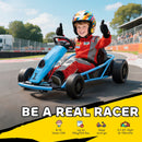 Blue 24V Electric Drift Go Kart for Children Aged 8 to 12, Dual Speed Options