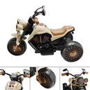 Brown Electric Dual Drive 3-Wheel Ride-On Motorcycle Toy for Kids with LED Lights