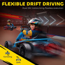 Blue 24V Electric Drift Go Kart for Children Aged 8 to 12, Dual Speed Options