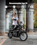 Black Electric Dirt Bike for Big Kids - 15mph & 150lb Capacity - 24V Ride-On Toy