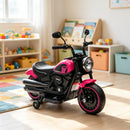 Pink 6V Electric Motorcycle for Kids with Training Wheels