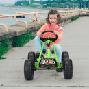 Green 4-Wheel Kids Pedal Go Kart with Adjustable Seat and Handbrake