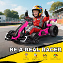 Adjustable Pink Electric Go Kart with 24V Power and 7.5 MPH Speed