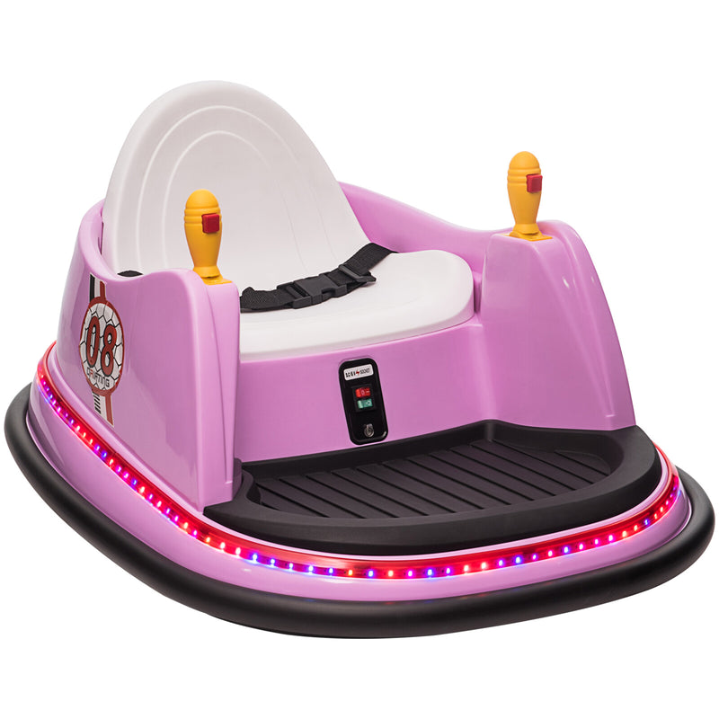12V Kids Ride-On Bumper Car with Remote Control, 360° Spin, and Flashing Lights for Toddlers