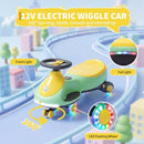 12V Rechargeable Wiggle Car and Swing Combo for Kids - Green