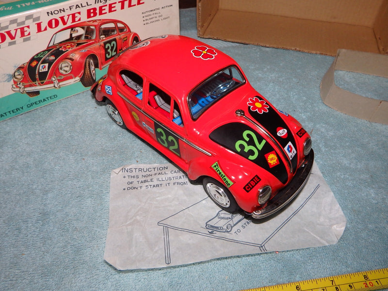 Vintage TAIYO Battery-Operated VW Beetle Toy Car from Japan with Original Box