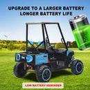24V 4WD Blue Kids Golf Cart Ride-On with Remote Control, LED Lights, Sounds, and Two Seats