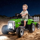 Battery-Powered 6-Wheel Electric Toy Tractor with Trailer for Children Ages 3 and Up
