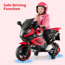 Red 6V Kids Motorcycle with Training Wheels, Horn, Music, and Headlight for Ages 3+