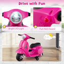 COSTWAY PINK 6V KIDS RIDE-ON MOTORCYCLE WITH TRAINING WHEELS, HEADLIGHT, AND HORN