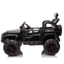 Black 24V Two-Seater Electric Ride-On Toy Truck for Kids with Bluetooth and LED Lights