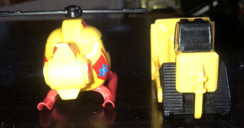 Yellow Helicopter and Bulldozer Toy Set