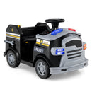 12V Black Toddler Fire Truck Ride-On Toy with Shovel and Wrench