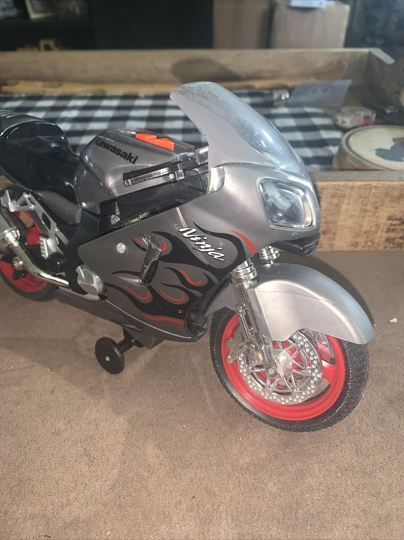 Silver and Black Kawasaki Ninja ZX-R10 Toy Motorcycle with Working Sound