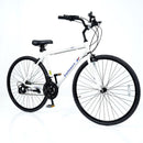 Adult 700C Hybrid Bicycle Featuring 18-Speed Shimano Gear System and Phone Mount-Whi