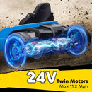 24V Electric Go Kart with Dual 150W Motors and Adjustable Seat, Speed 11.2MPH - Blue