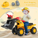 Ride-On Excavator for Kids with Realistic Sounds, Large Bucket, 3 Toy Stones, and Helmet