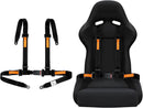 4-Point Safety Harness Set for Go Karts, UTVs, ATVs, and Racing - Black