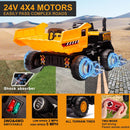 24V Electric Dump Truck for Kids, Two-Seater Ride-On Vehicle with Remote Control and 4WD Motors