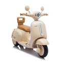 Beige 12V Electric 3-Wheel Scooter for Kids with Bluetooth and LED Lights, Ages 3-6