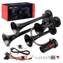 CENZHIWEN 12V Truck Train Horn Set with Air Compressor and Four Metal Trumpets