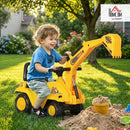 HOMCOM Kids Digger Ride-On Excavator Pull Cart with Horn for Ages 18-48 Months