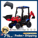 4-in-1 12V Electric Excavator Ride-On for Kids with Trailer and Front Loader