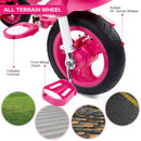 JMMD 7-in-1 Pink Toddler Tricycle with Push Handle for Ages 1-5