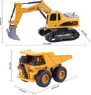 Dual Pack Remote-Controlled Construction Vehicle Toy Set with Friction-Driven Excavator