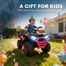 12V Pink ATV Quad Ride-On Toy for Kids Ages 3-5 - 3.7Mph