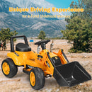 Yellow 6V Battery-Powered Ride-On Excavator Digger with Digging Bucket