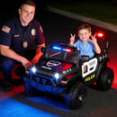 Kids' 12V Police Black Ride-On Car with Parental Remote Control
