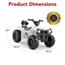 12V Electric ATV Quad Car Toy for Kids with Bluetooth Audio - White