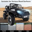 Electric Black 24V Ride-On Car with Bluetooth, LED Lights, and Horn