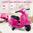 COSTWAY PINK 6V KIDS RIDE-ON MOTORCYCLE WITH TRAINING WHEELS, HEADLIGHT, AND HORN