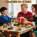 Mini Alloy Construction Vehicle Set for Kids - 6 Piece Excavator and Tractor Collection 1/64