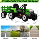 12V Electric Tractor with Trailer for Kids, Remote-Controlled Ride-On Vehicle