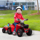 6V Red Toddler Ride-On Car with Trailer and Durable Wheels