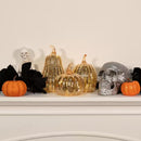 Set of 3 Gold Mercury Pumpkins with Battery Operation
