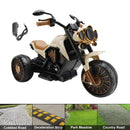 Brown Electric Dual Drive 3-Wheel Ride-On Motorcycle Toy for Kids with LED Lights