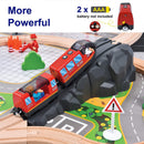 Large Battery-Powered Electric Train Set with Magnetic Locomotive for Wooden Tracks