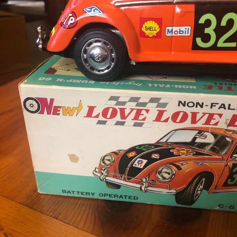 Working Vintage Battery Operated VW Beetle Toy Car from Japan with Box