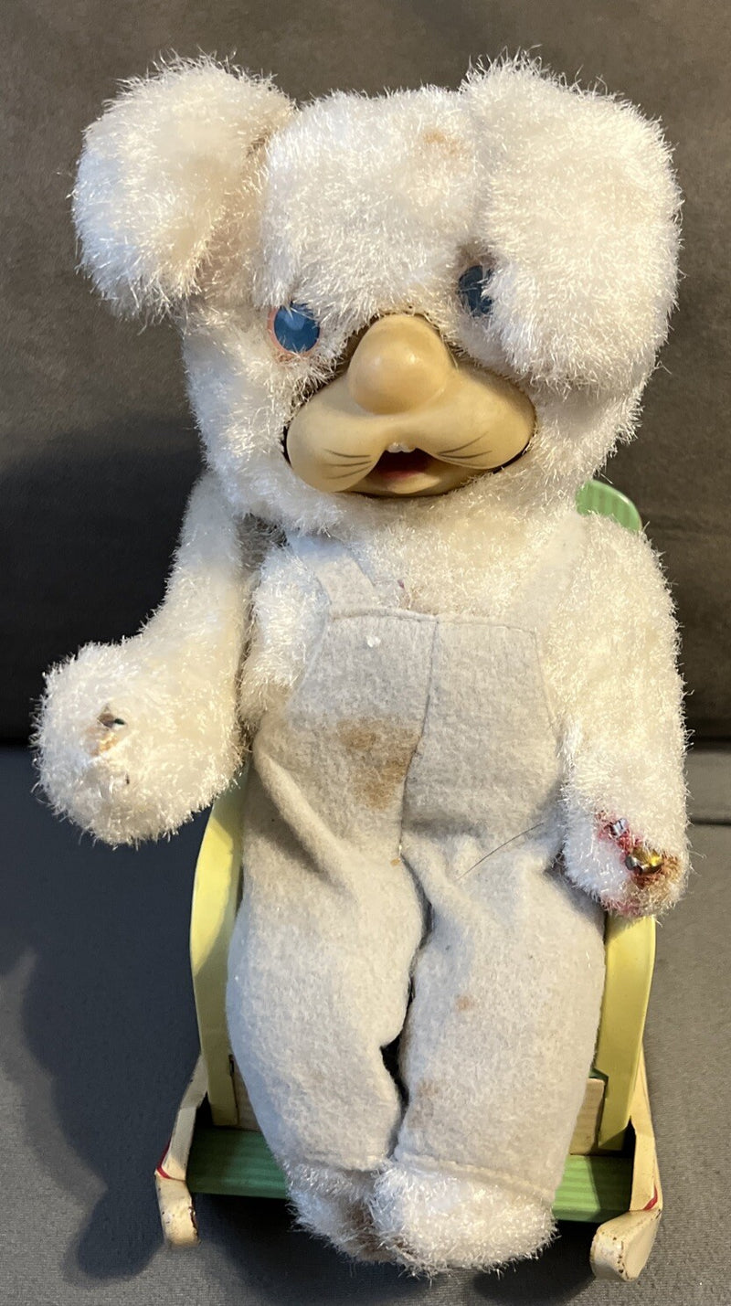 Battery-Operated 1950s Style Rocking Tin Bunny Telephone Toy