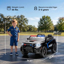12V Licensed Black Dodge Police Car for Kids Ages 3-6 with Two Seats