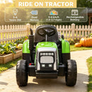 12V Green Electric Tractor with Trailer, Remote Control, Music, and Lights