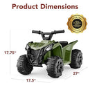 6V Kids Electric ATV Quad Toy with Treaded Tires and Push-Button, Army Green